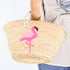 Flamingo Embroidered Basket 🦩- Tropical Handwoven Summer Tote